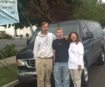 Our son Andrew came to the 40 Days for Life vigil site to show us the van he bought for us