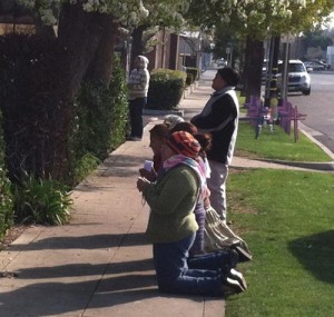 People praying outside Bakersfield FPA abortion center