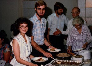 Tim and Terri Palmquist, with Phil Palmquist and Herman and Margaret Palmquist in the background.