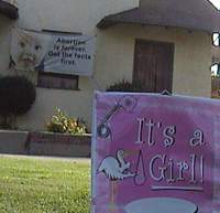 It's a girl! sign outside LifeHouse